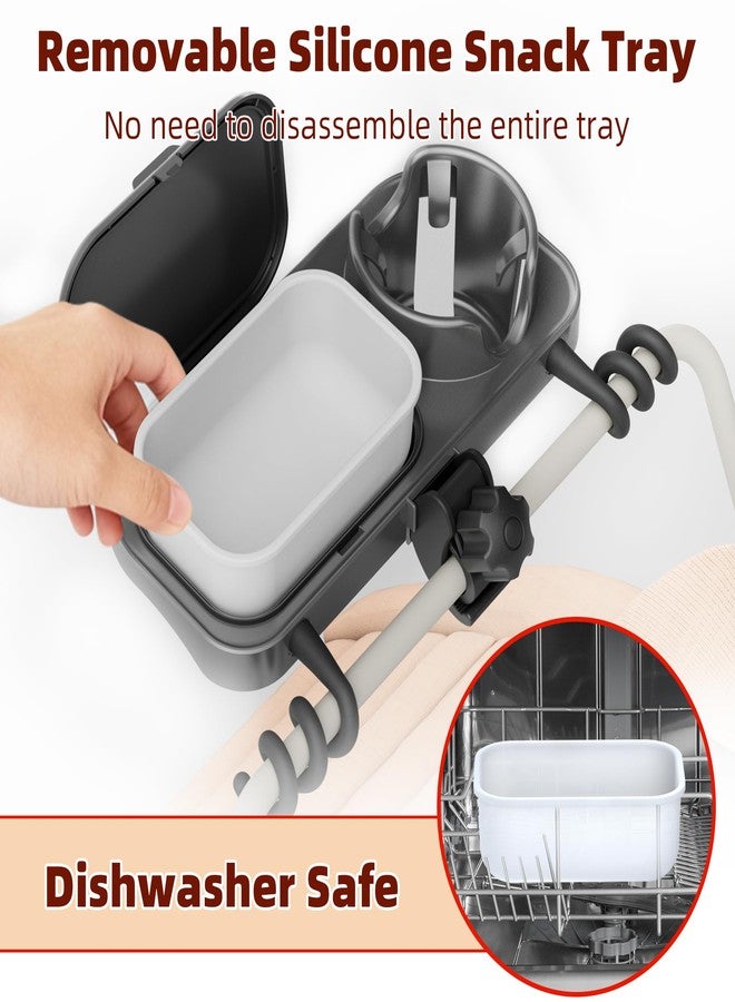 KingKam Universal Stroller Snack Tray, Compatible with Nuna Uppababy Mockingbird, Stroller Snack Tray Attachment with Cup Holder, Detachable Silicone Tray for Easy Clean, Toddler Snacking On The Go - Image 3